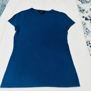 Banana Republic 100% Cashmere Short Sleeve Sweater in Teal Blue, Size Small
